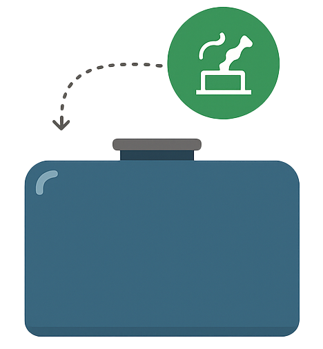 Storage tank illustration with top hatch and green venting icon indicating gas exhaust pathway